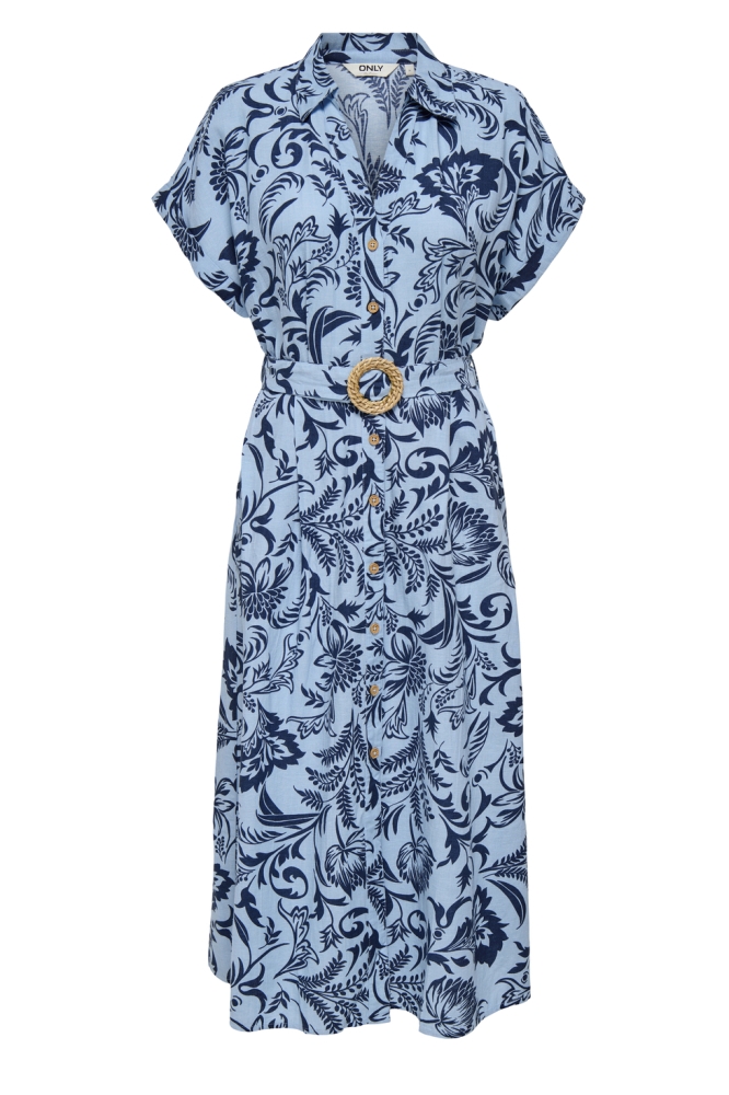 ONLJAKIRI LINEN SS MIDI SHIRT DRESS 15357784 Cerulean/NOOS GRAPH